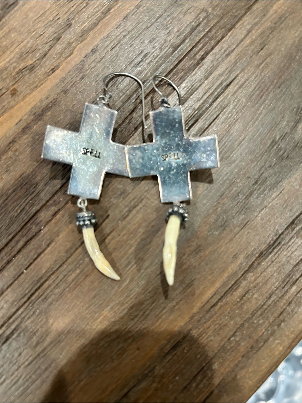 Spell & The Gypsy Collective Cross Earrings – Turquoise & Tooth Horn - Picture 3 of 4
